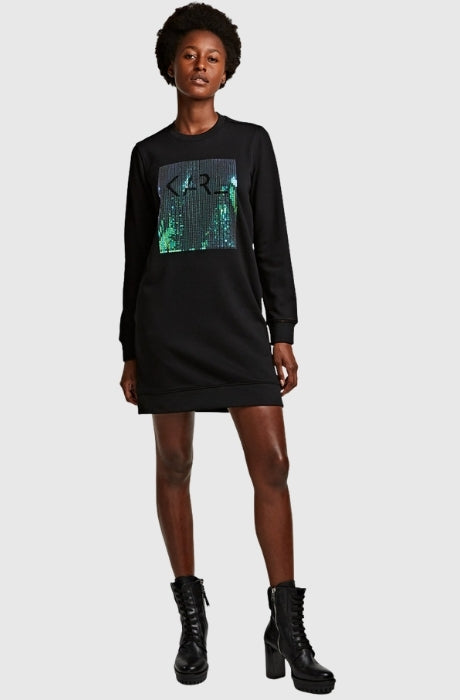 Women's Sequins Logo Sweat Dress