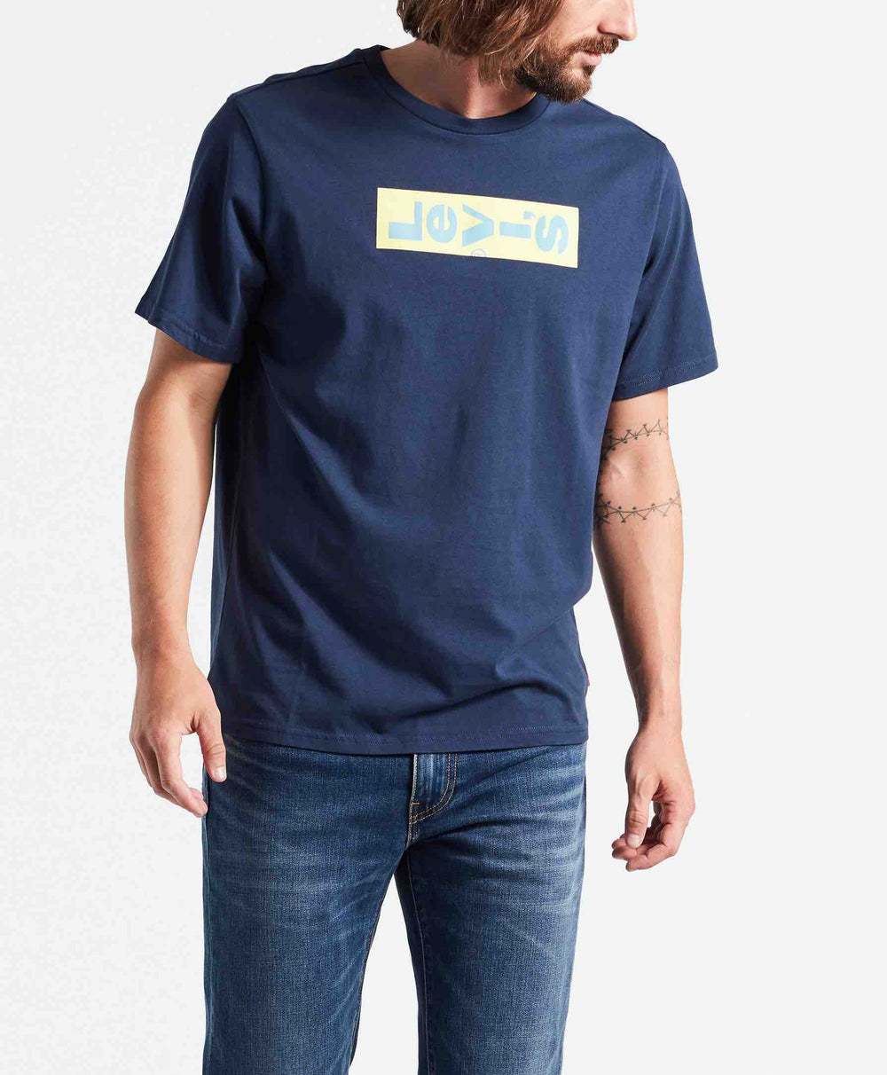 OVERSIZED GRAPHIC TEE LAZY TAB DRESS BL