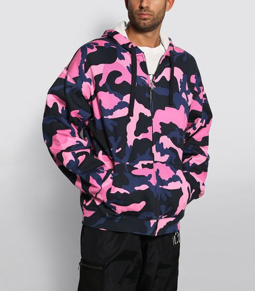 Valentino Camouflage Print Zip-Up Hoodie