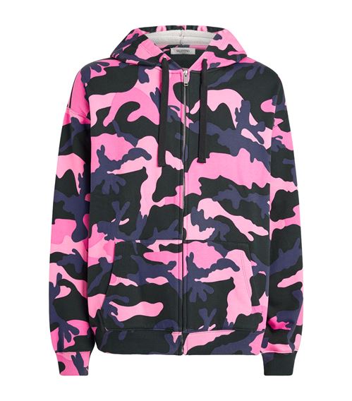 Valentino Camouflage Print Zip-Up Hoodie