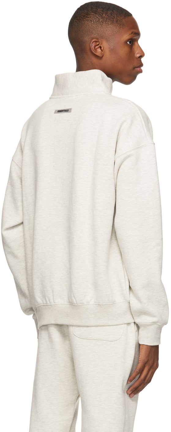 Off-White Mock Neck Half-Zip Sweatshirt