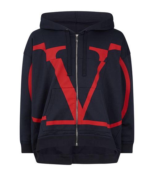 Valentino Zip-Up Logo Hoodie