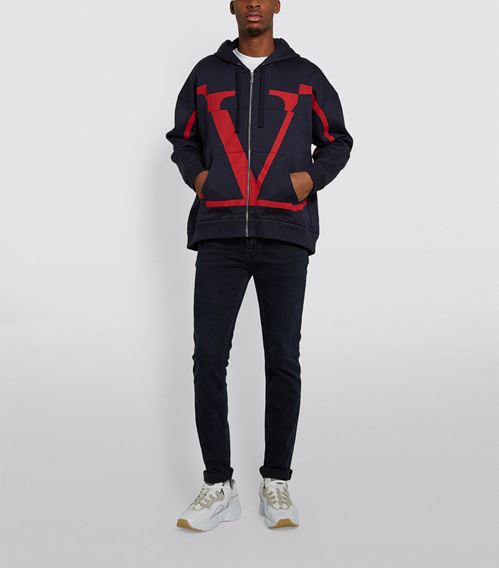 Valentino Zip-Up Logo Hoodie